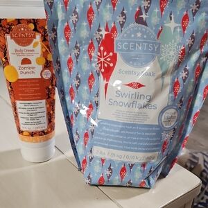 Scentsy Swirling Snowflakes Soak and Zombie Punch Body Cream